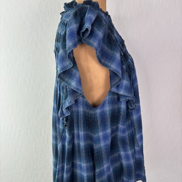 Free People Not Your Average Girl Plaid Top - Picture 6 of 8